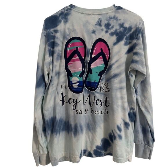 Dreamsicle Womens Size LARGE -KEY WEST Salty Beach Tie-Dye Long Sleeve Tee Shirt - Picture 3 of 5